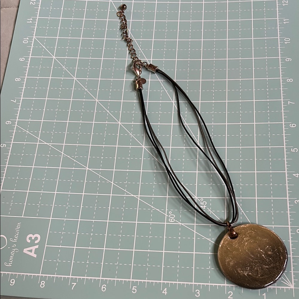 Chico's Black and green with Gold Pendant Necklace